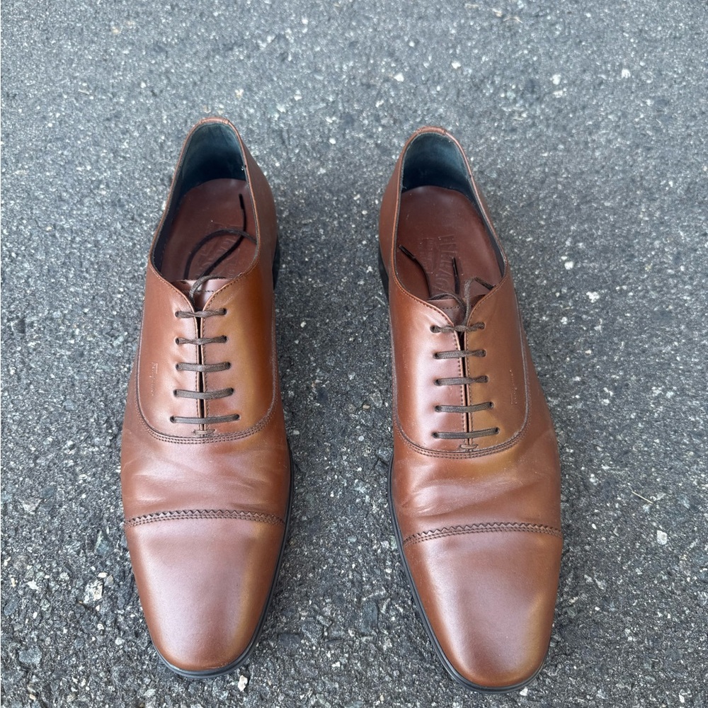 Salvatore Ferragamo Brown Leather Oxfords